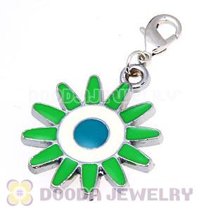 Platinum Plated Enamel European Jewelry Flower Charms Wholesale