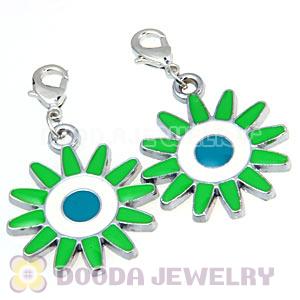Platinum Plated Enamel European Jewelry Flower Charms Wholesale