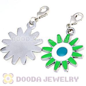 Platinum Plated Enamel European Jewelry Flower Charms Wholesale