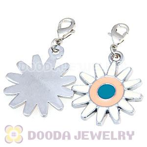 Platinum Plated Enamel European Jewelry Flower Charms Wholesale
