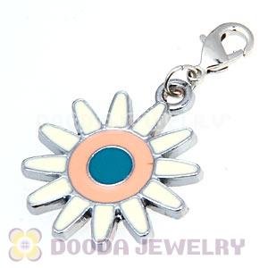 Platinum Plated Enamel European Jewelry Flower Charms Wholesale