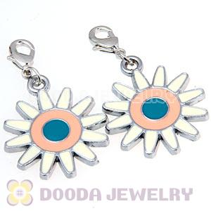 Platinum Plated Enamel European Jewelry Flower Charms Wholesale