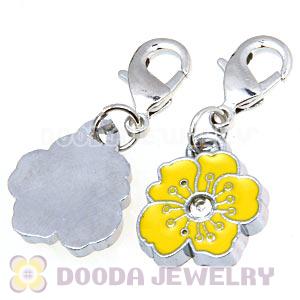 Platinum Plated Enamel European Jewelry Flower Charms Wholesale