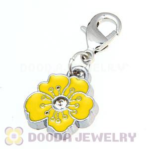 Platinum Plated Enamel European Jewelry Flower Charms Wholesale