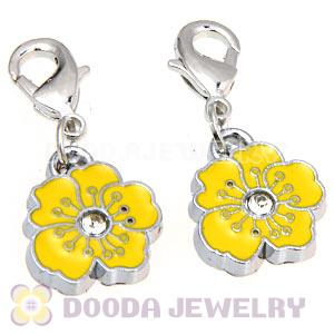 Platinum Plated Enamel European Jewelry Flower Charms Wholesale