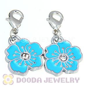 Platinum Plated Enamel European Jewelry Flower Charms Wholesale