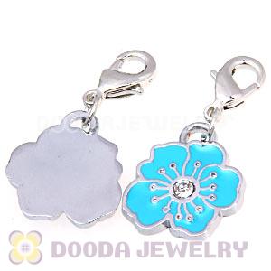 Platinum Plated Enamel European Jewelry Flower Charms Wholesale