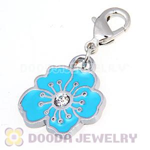 Platinum Plated Enamel European Jewelry Flower Charms Wholesale