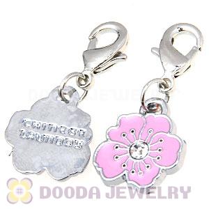Platinum Plated Enamel European Jewelry Flower Charms Wholesale