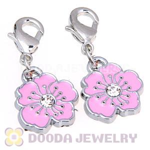 Platinum Plated Enamel European Jewelry Flower Charms Wholesale