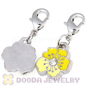 Platinum Plated Enamel European Jewelry Flower Charms Wholesale