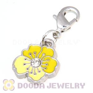 Platinum Plated Enamel European Jewelry Flower Charms Wholesale