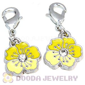 Platinum Plated Enamel European Jewelry Flower Charms Wholesale