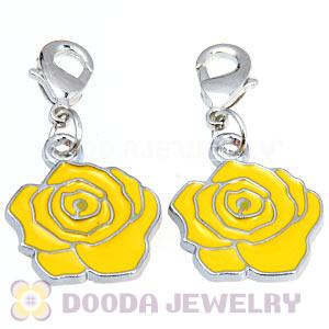 Platinum Plated Enamel European Jewelry Flower Charms Wholesale