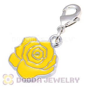 Platinum Plated Enamel European Jewelry Flower Charms Wholesale