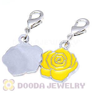 Platinum Plated Enamel European Jewelry Flower Charms Wholesale