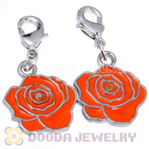 Platinum Plated Enamel European Jewelry Flower Charms Wholesale