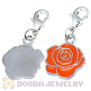Platinum Plated Enamel European Jewelry Flower Charms Wholesale