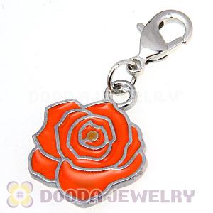 Platinum Plated Enamel European Jewelry Flower Charms Wholesale