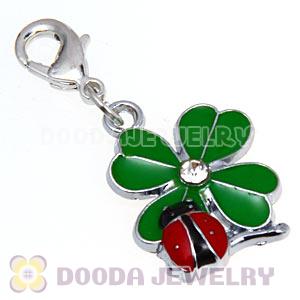 Platinum Plated Enamel European Jewelry Flower Charms Wholesale