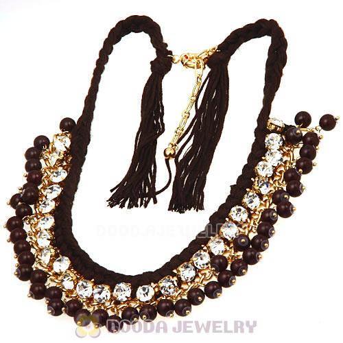 Fashion Ladies Costume Jewelry Crystal Beaded String Necklace Wholesale