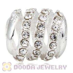 925 Sterling Silver Modern Glam Charm Bead With Clear Austrian Crystal Wholesale