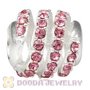 925 Sterling Silver Modern Glam Charm Bead With Light Rose Austrian Crystal Wholesale