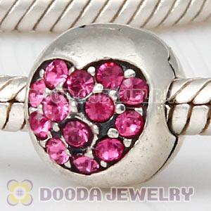 925 Sterling Silver Love Of My Life Clip Beads With Rose Austrian Crystal