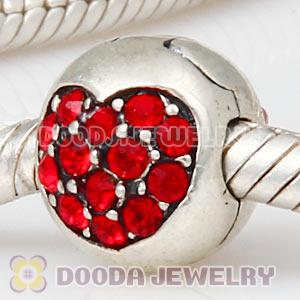 925 Sterling Silver Love Of My Life Clip Beads With Light Siam Austrian Crystal