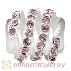 925 Sterling Silver Modern Glam Charm Bead With Light Amethyst Austrian Crystal Wholesale