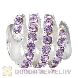 925 Sterling Silver Modern Glam Charm Bead With Violet Austrian Crystal Wholesale