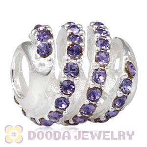 925 Sterling Silver Modern Glam Charm Bead With Tanzanite Austrian Crystal Wholesale