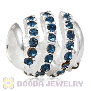 925 Sterling Silver Modern Glam Charm Bead With Montana Austrian Crystal Wholesale