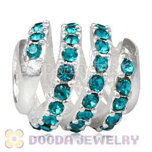 925 Sterling Silver Modern Glam Charm Bead With Blue Zircon Austrian Crystal Wholesale
