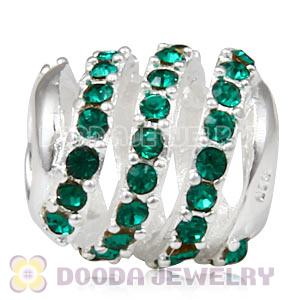 925 Sterling Silver Modern Glam Charm Bead With Emerald Austrian Crystal Wholesale