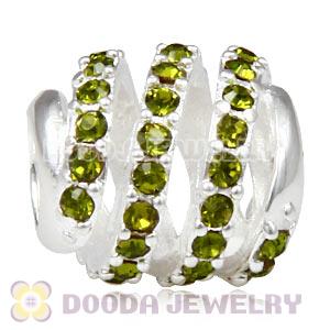 925 Sterling Silver Modern Glam Charm Bead With Olivine Austrian Crystal Wholesale