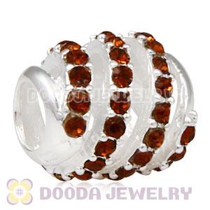 925 Sterling Silver Modern Glam Charm Bead With Smoked Topaz Austrian Crystal Wholesale