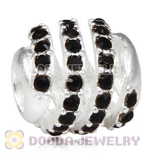 925 Sterling Silver Modern Glam Charm Bead With Jet Hematite Austrian Crystal Wholesale