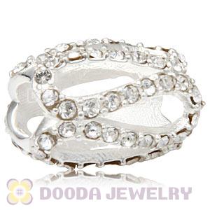 925 Sterling Silver Glistening Meander Charm Bead With Clear Austrian Crystal Wholesale