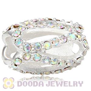 925 Sterling Silver Glistening Meander Charm Bead With Crystal AB Austrian Crystal Wholesale