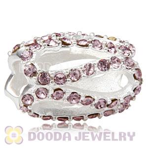 925 Sterling Silver Glistening Meander Charm Bead With Light Amethyst Austrian Crystal Wholesale