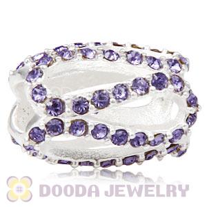 925 Sterling Silver Glistening Meander Charm Bead With Tanzanite Austrian Crystal Wholesale