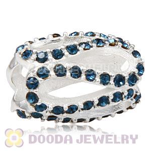 925 Sterling Silver Glistening Meander Charm Bead With Montana Austrian Crystal Wholesale