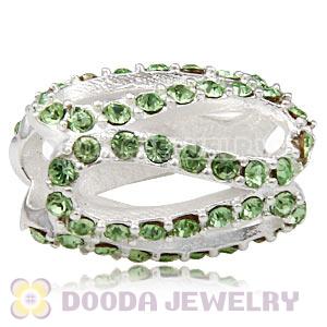 925 Sterling Silver Glistening Meander Charm Bead With Peridot Austrian Crystal Wholesale
