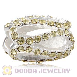 925 Sterling Silver Glistening Meander Charm Bead With Jonquil Austrian Crystal Wholesale
