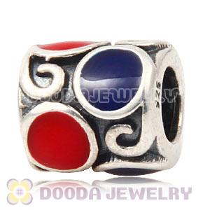 Authentic 925 Sterling Silver tendril Drum Charm Beads with Enamel colorful beads