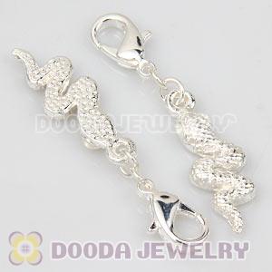 Fashion Silver Plated Alloy Snake Charms With Lobster Clasp 