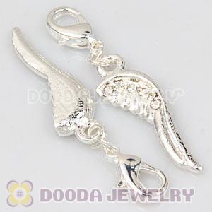 Fashion Silver Plated Pave Crystal Charms With Lobster Clasp 