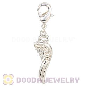 Fashion Silver Plated Pave Crystal Charms With Lobster Clasp 