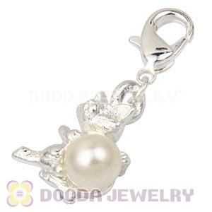 Fashion Silver Plated Alloy Charms With Pearl Beads Wholesale